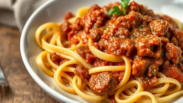 Tagliatelle ao ragù de porco lento com molho avermelhado rico, servido em prato fundo com parmesão ralado por cima